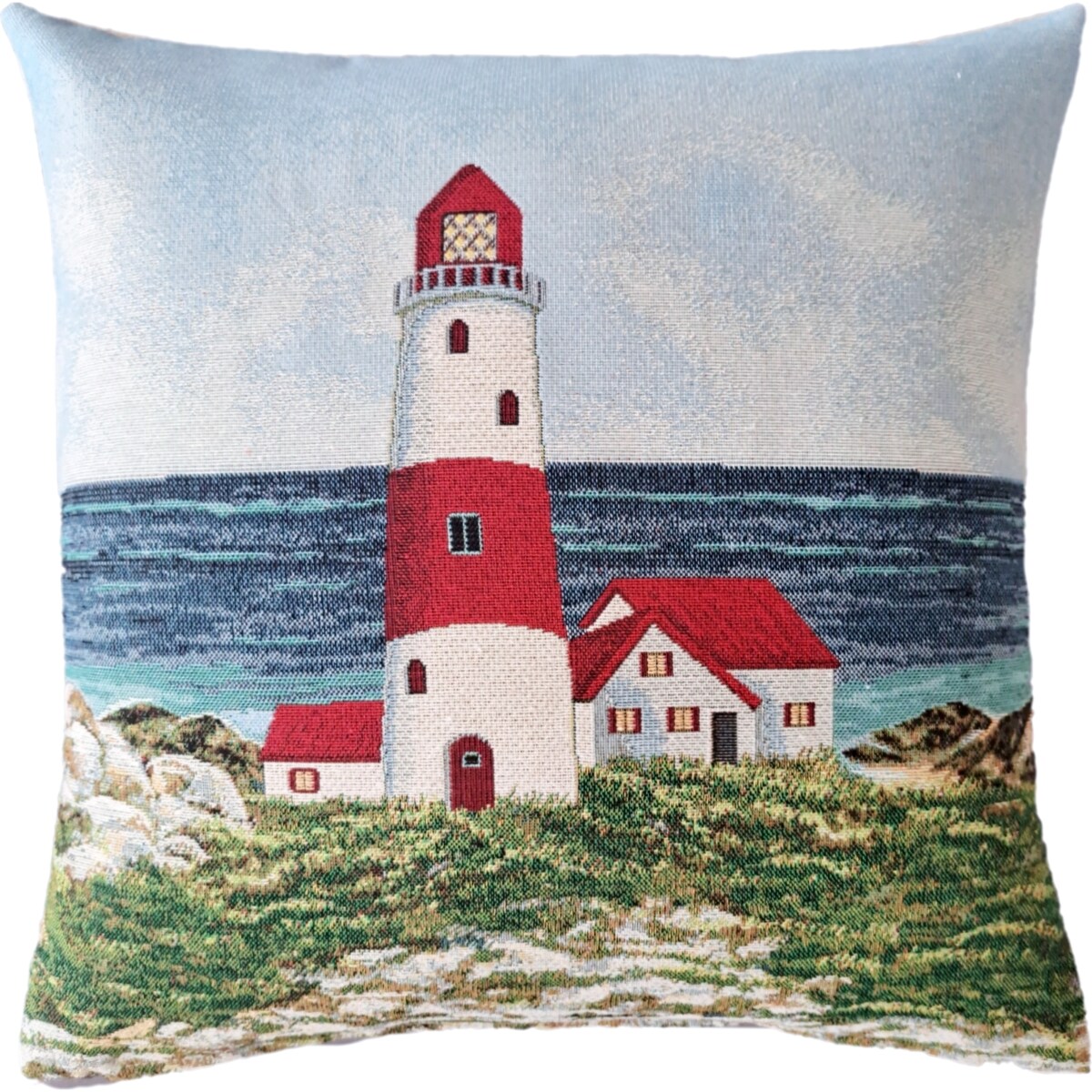 Poszewka Na Poduszkę Jasiek 45X45 Cm Żakardowa Dekoracyjna Ozobna Latarnia