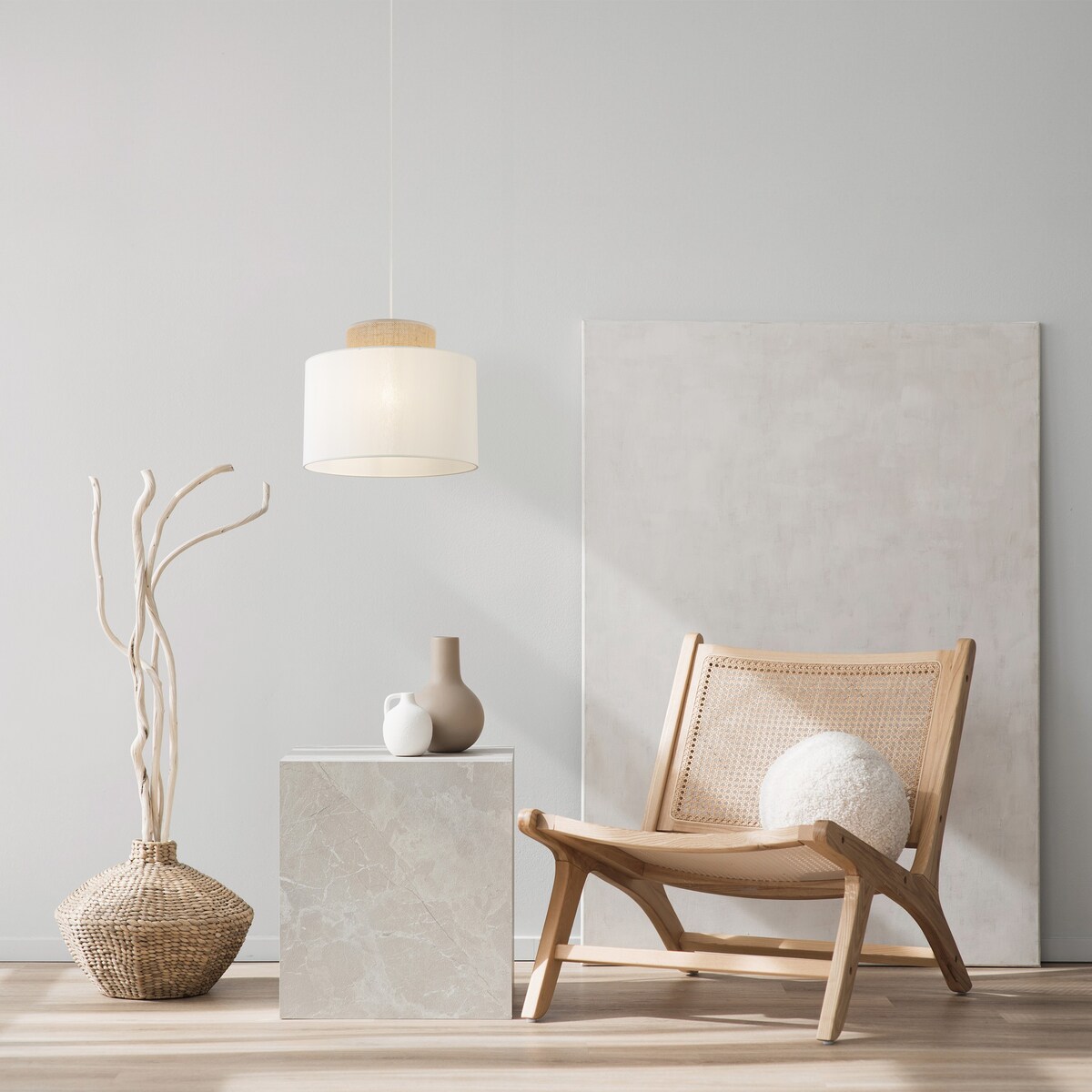 Lampa wisząca TK Lighting DUO White Juta 1856 biała z jutą E27 regulowana wysokość 170 cm nowoczesna do salonu i jadalni