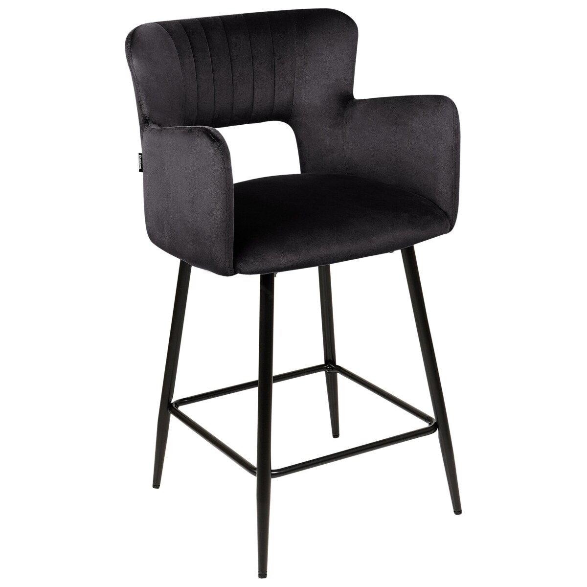 Zestaw 2 krzeseł barowych SANILAC Welur Czarny