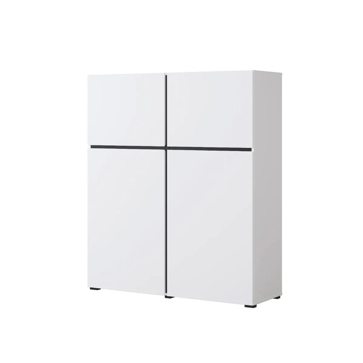 Komoda wysoka CROSS 4D 119cm biała/czarna