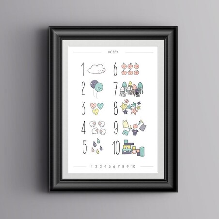 Plakat dla dzieci Liczby pastelowe 50x70