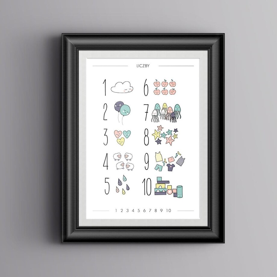 Plakat dla dzieci Liczby pastelowe 50x70