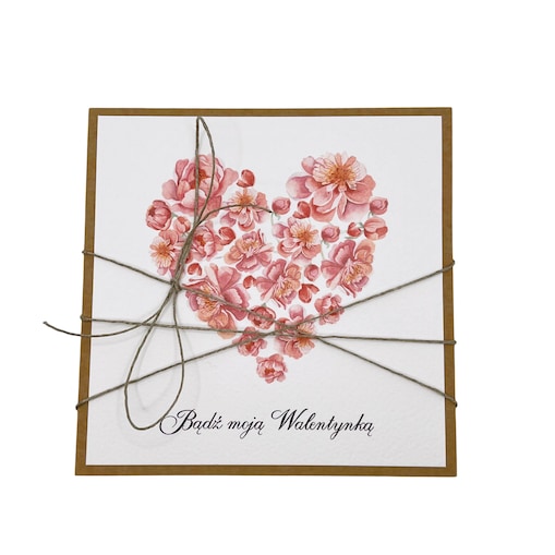 Wyjątkowa ręcznie robiona kartka prezent na walentynki, walentynkowa - walentynka z sercem