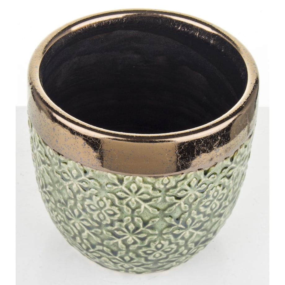 Osłonka ceramiczna zielono-złota 13x13,5 cm CASTEL