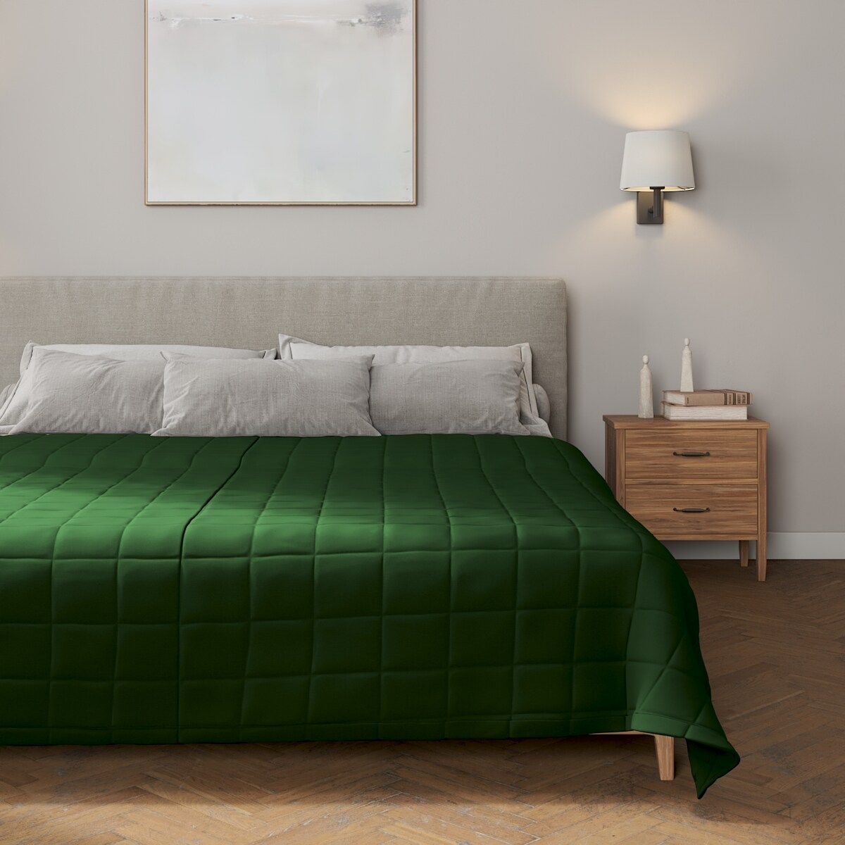 Narzuta pikowana w kratę 260x210 zielony