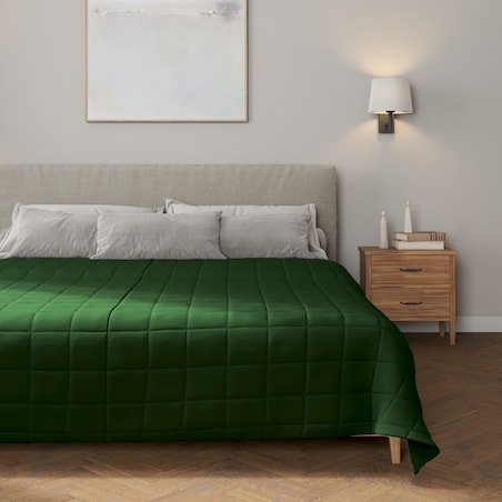 Narzuta pikowana w kratę 260x210 zielony