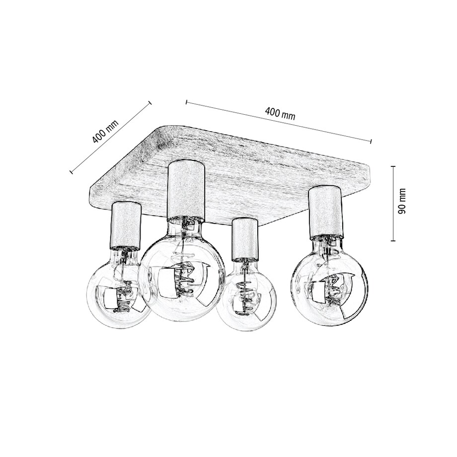 Drewniana Lampa Sufitowa BRITOP Lighting 4xE27 Max.25W Dąb Olejowany FSC z Detalem Czerni, Polski Producent, 1 szt.