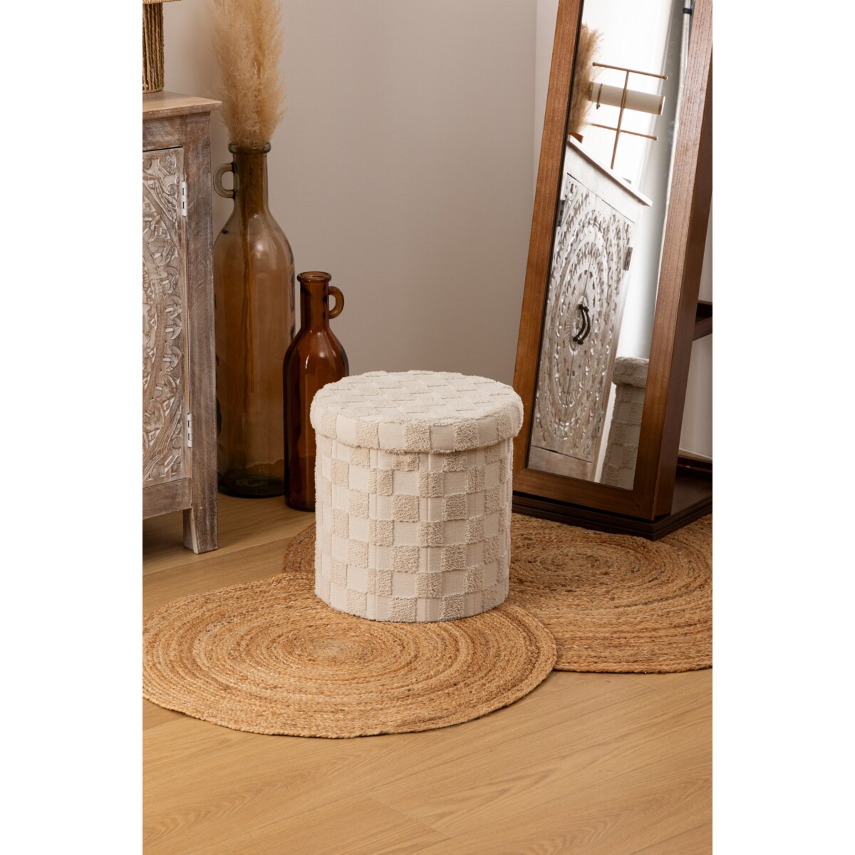 Pufa okrągła składana PASTI tuftowana, Ø 38 cm