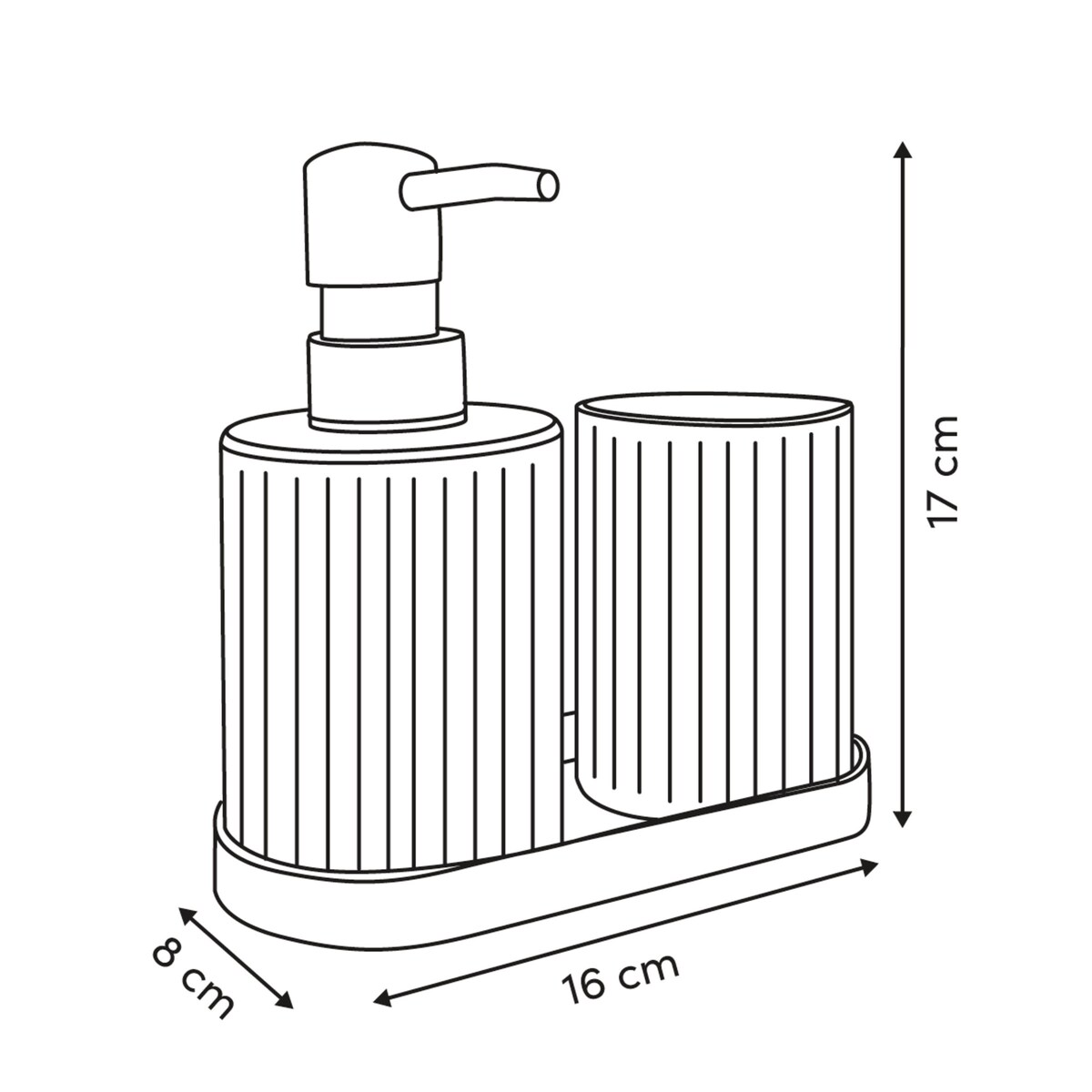 Komplet łazienkowy 300 ml z podstawką 17x16x8 cm FLIK zielony