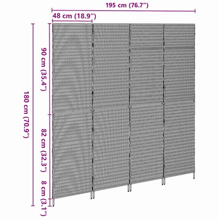 vidaXL Przesłona pokoju Beżowy 196 x 200 cm polirattan
