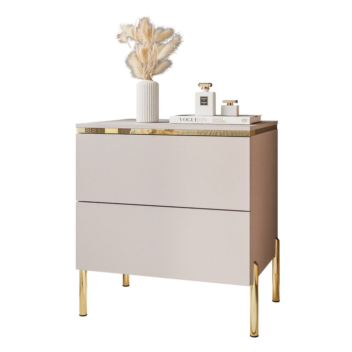 Stolik nocny AURORA II kaszmir nogi proste LED