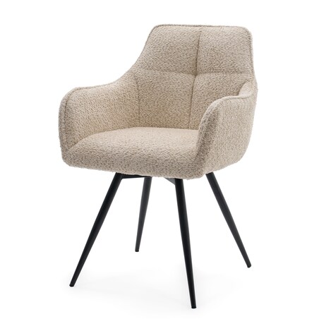 Krzesło tapicerowane obrotowe boucle do salonu QUATTRO jasnobeżowe