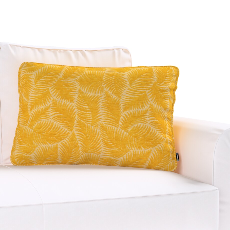 Poszewka Gabi na poduszkę prostokątna 60x40 miodowe liście paproci na beżowym tle