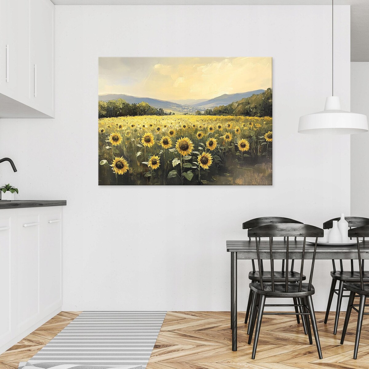 OBRAZ KWIATY ŁĄKA SŁONECZNIKÓW DO SYPIALNI SALONU KUCHNI NA PŁÓTNIE 120x80
