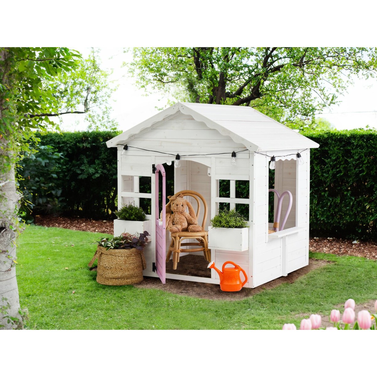 Domek ogrodowy dla dzieci drewniany biały NIKAIA
