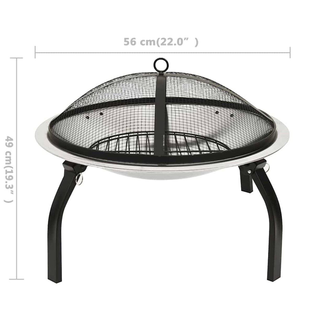vidaXL Palenisko i grill 2-w-1, z pogrzebaczem, 56x56x49 cm, stal