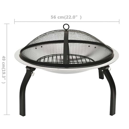 vidaXL Palenisko i grill 2-w-1, z pogrzebaczem, 56x56x49 cm, stal