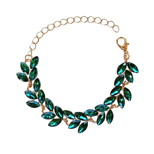 Bransoletka złota zielona z cyrkoniami kryształkami regulowana elegancka