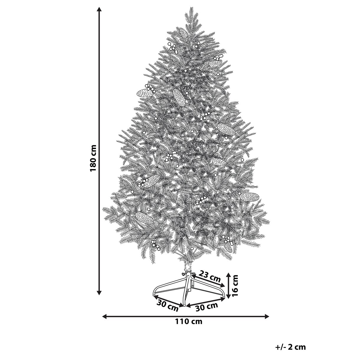 Sztuczna choinka świąteczna LED PALOMAR 180 cm Ciemnozielony