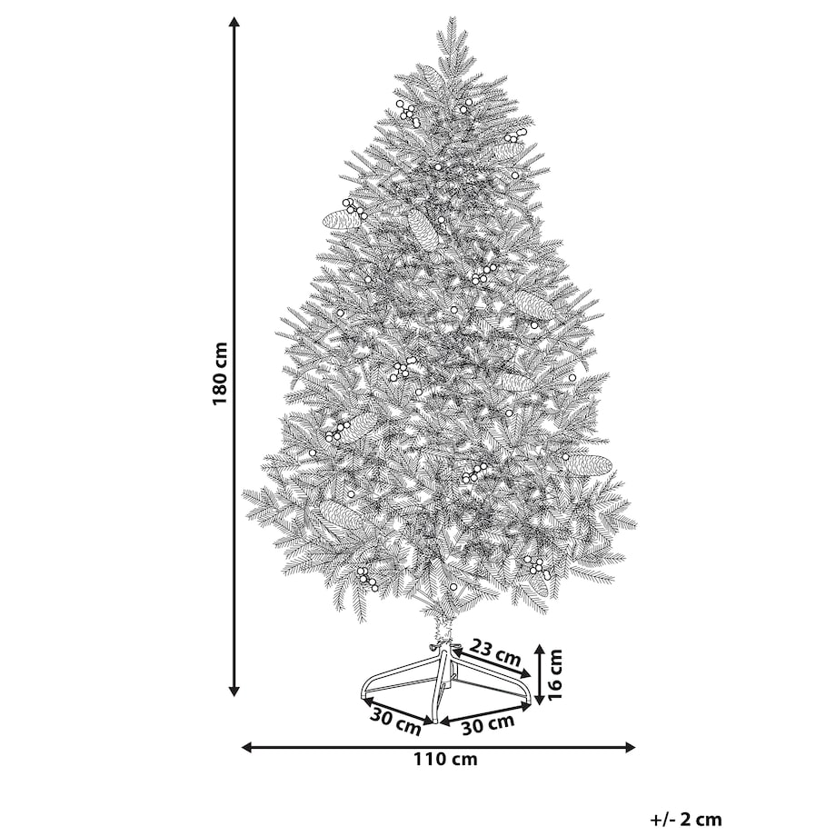 Sztuczna choinka świąteczna LED PALOMAR 180 cm Ciemnozielony
