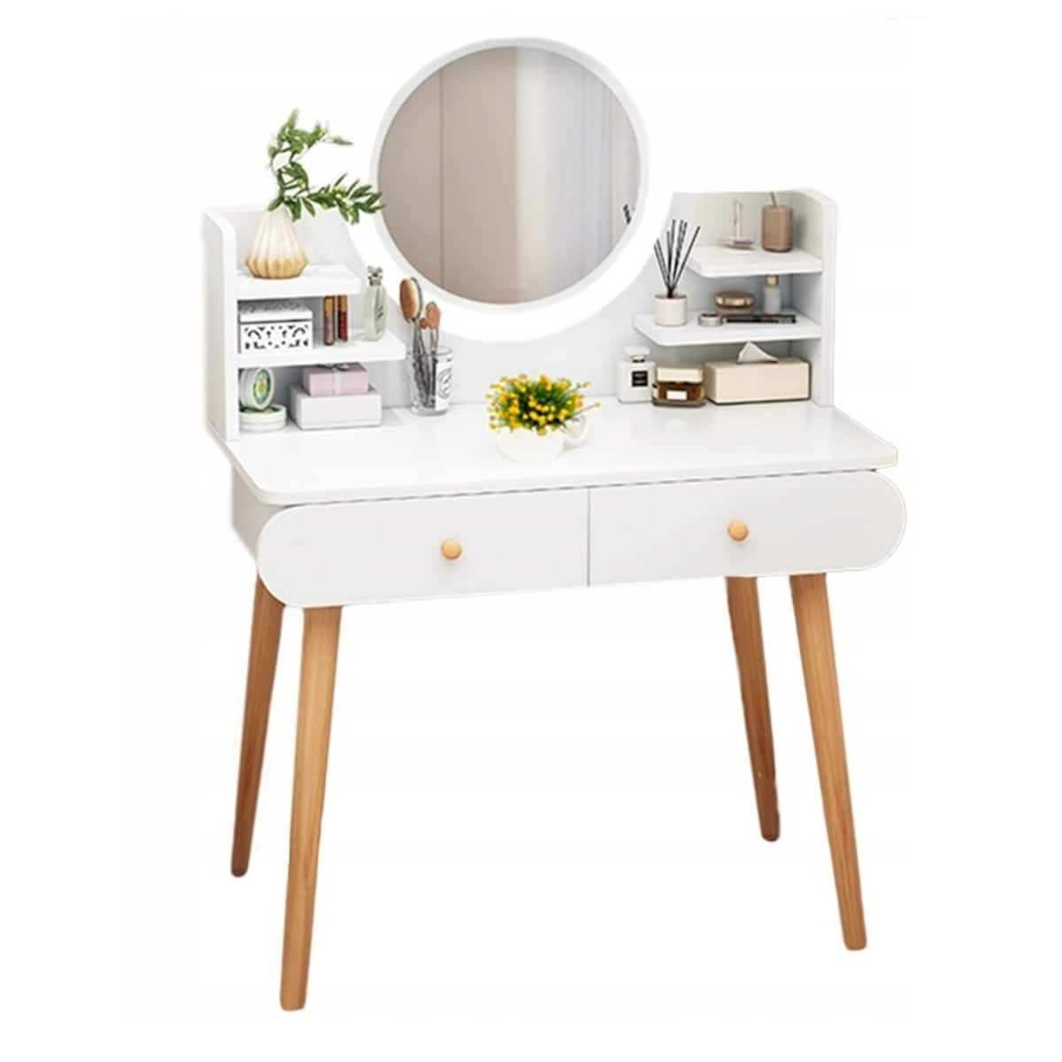 Toaletka kosmetyczna z lustrem biała duża loft