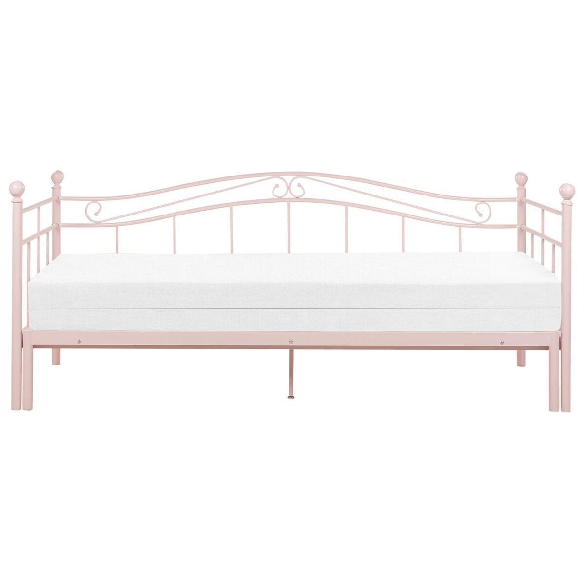 Łóżko 90 x 200 cm metalowe ze stelażem pastelowy róż TULLE