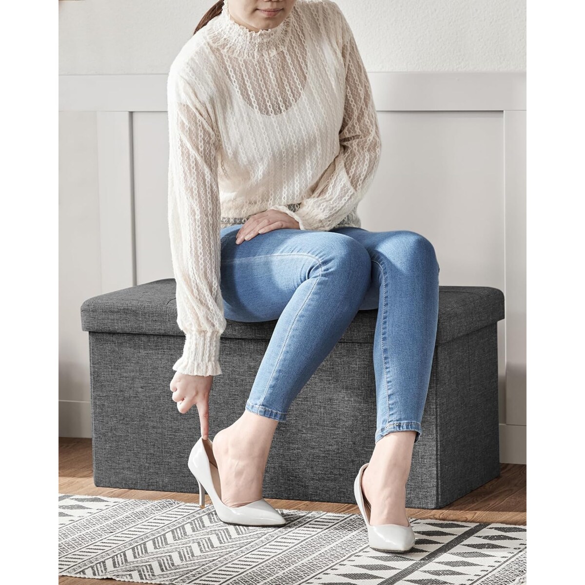 Pufa 76X38X38 Cm Ciemnoszary