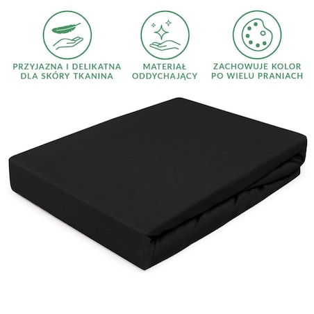 Prześcieradło jersey z gumką 180x200 kolor Czarny