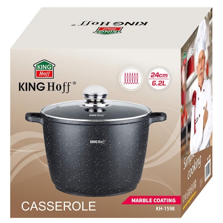 Garnek z powłoką marmurową 6.2L 24cm indukcja gaz KINGHOFF