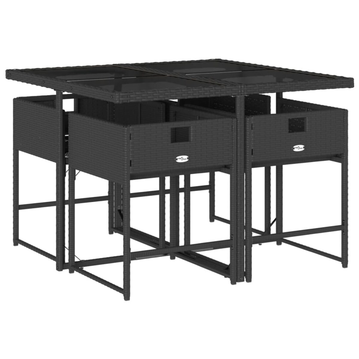 vidaXL 5-cz. zestaw mebli ogrodowych z poduszkami, czarny, polirattan