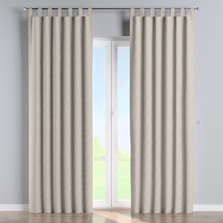 Zasłona na szelkach 1 szt. 130x245 beżowo-kremowe geometryczne wzory