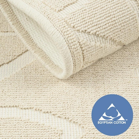 Dywanik łazienkowy Lino 73x135 cm bawełniany roślinny beżowy