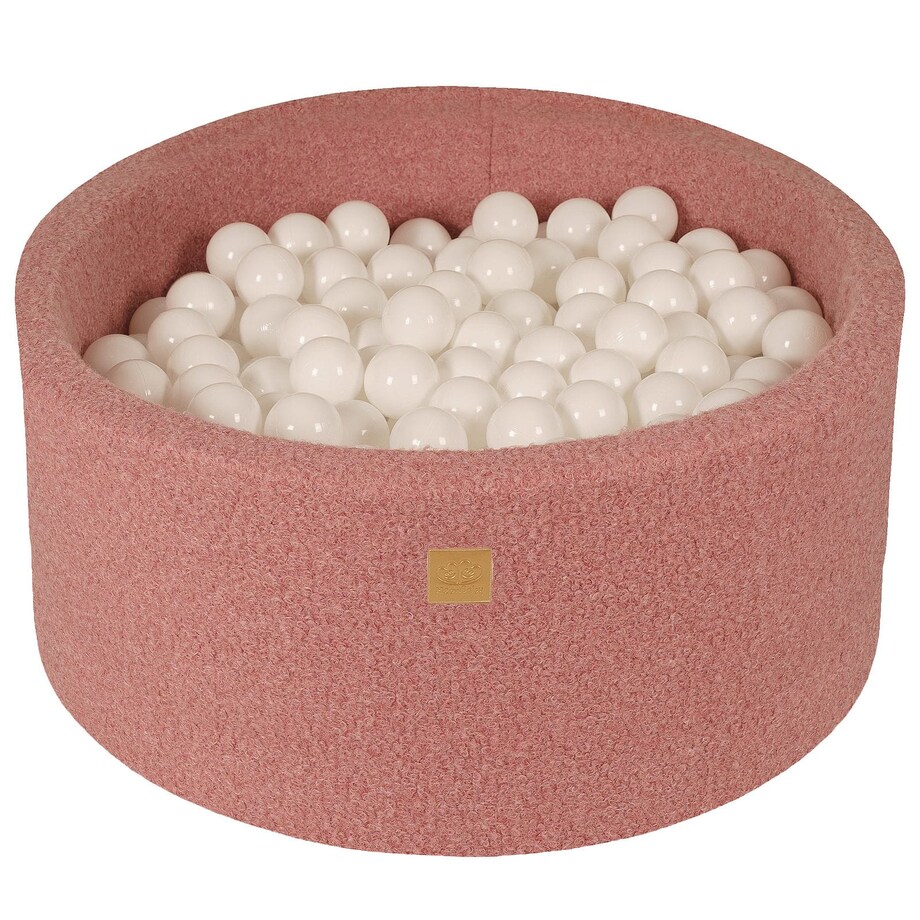 MeowBaby® Boucle Różowy Okrągły Suchy Basen 90x40cm dla Dziecka, piłki: Biały