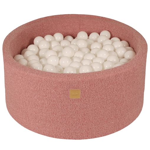 MeowBaby® Boucle Różowy Okrągły Suchy Basen 90x40cm dla Dziecka, piłki: Biały