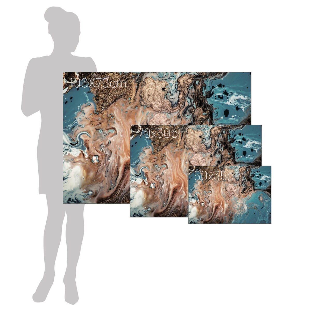 Obraz na płótnie Puring Blue&Gold, 50 x 70 cm