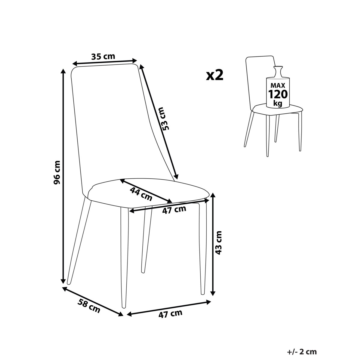 Zestaw 2 krzeseł do jadalni czarny CLAYTON