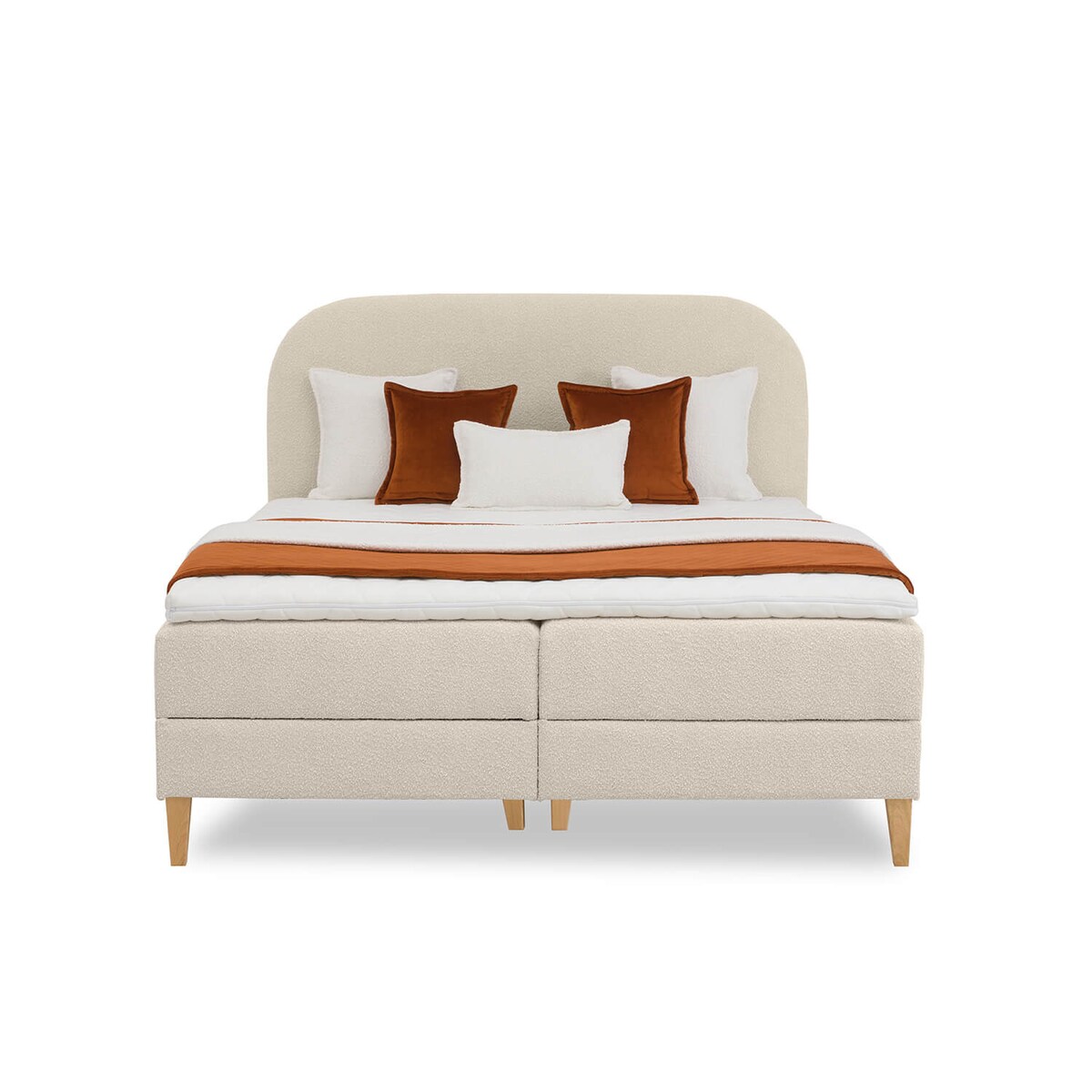 Łóżko kontynentalne CATRINE 120x200 z pojemnikiem, Beż, tkanina Baloo 2075