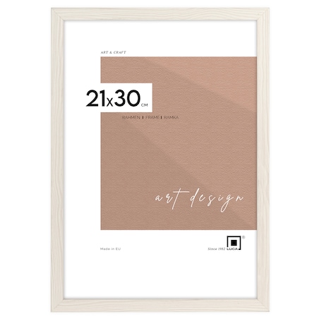 Biała z przetarciami ramka na zdjęcia 21x30 cm A4 rama MDF z plexi klasyczna ramka zawieszka stopka