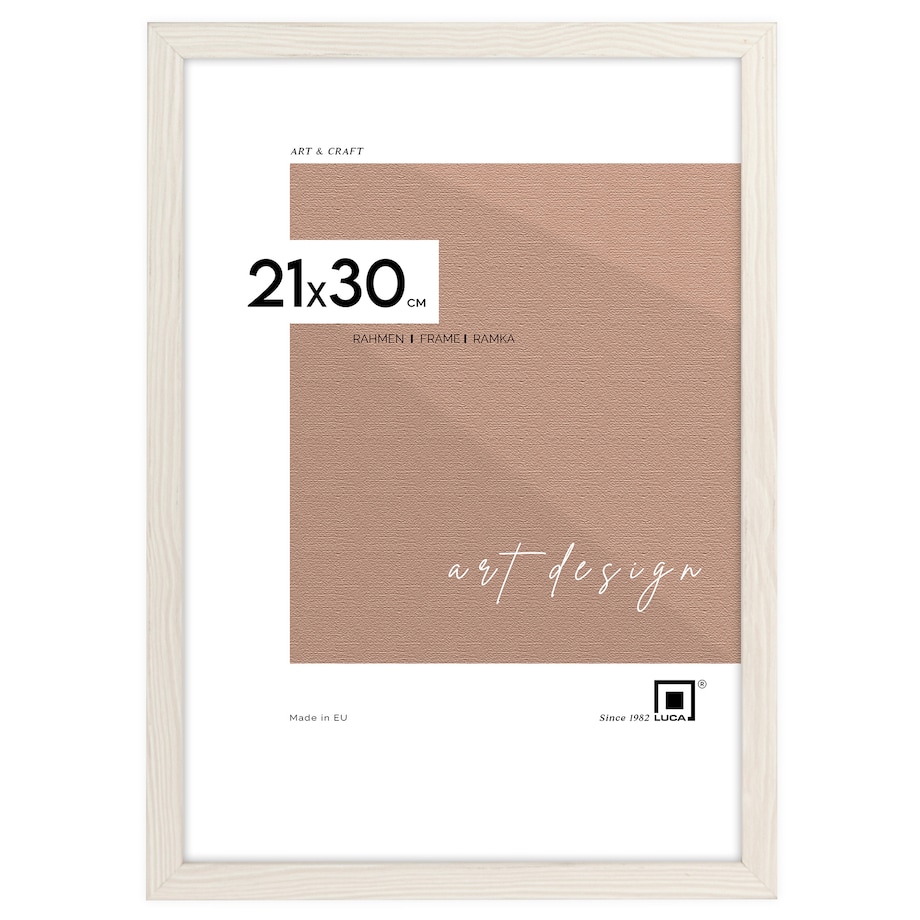 Biała z przetarciami ramka na zdjęcia 21x30 cm A4 rama MDF z plexi klasyczna ramka zawieszka stopka