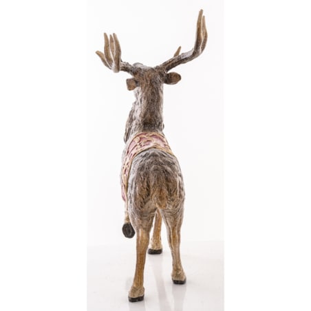 Figurka - stojący jeleń 35x22x13 cm OLEN z czerwono-złotą derką