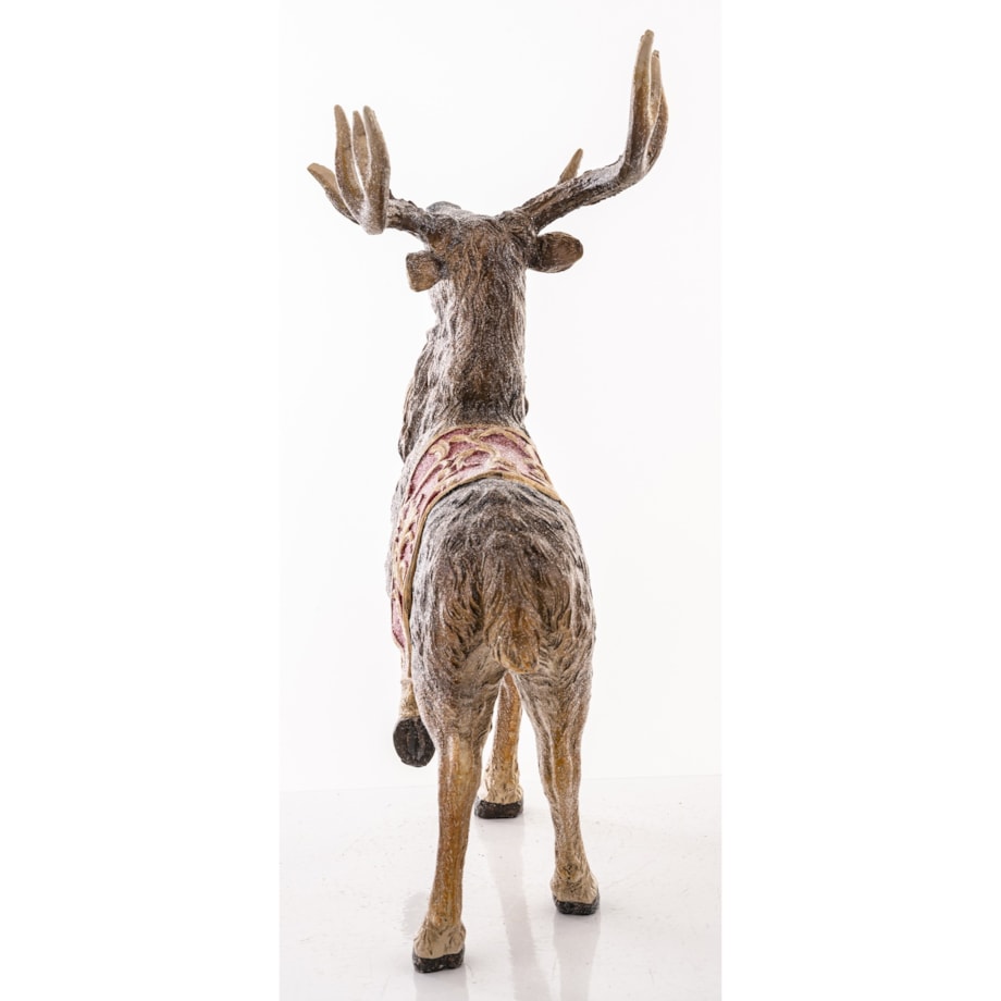 Figurka - stojący jeleń 35x22x13 cm OLEN z czerwono-złotą derką