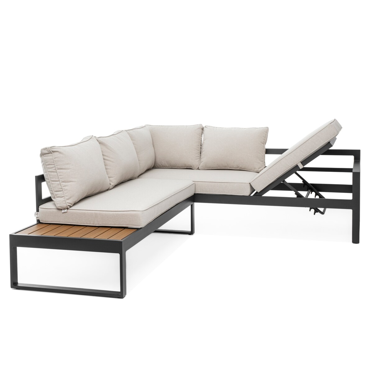 MEBLE OGRODOWE ALUMINIOWE NAROŻNIK NICEA BEŻOWO GRAFITOWA LEWA