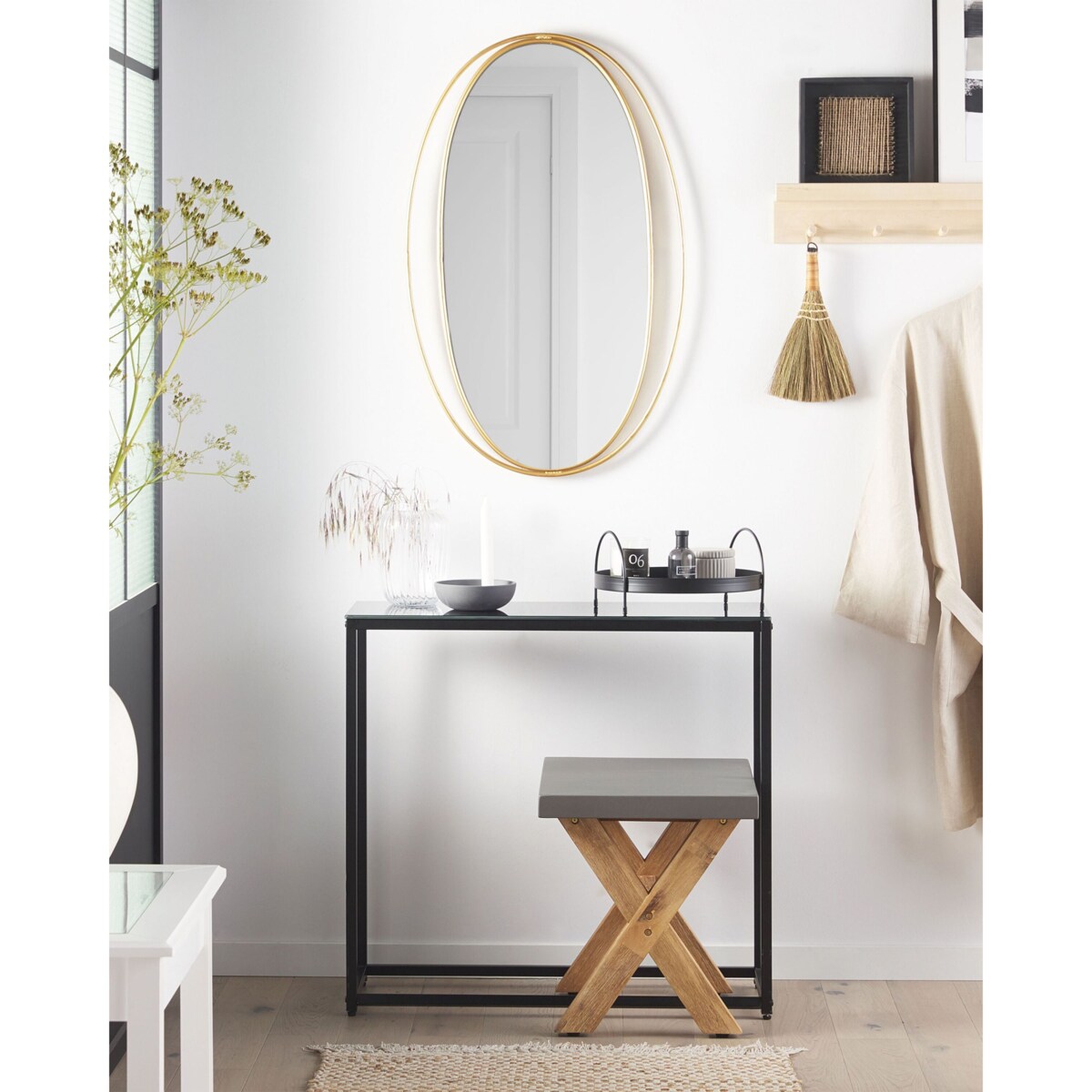 Lustro ścienne BESSON 55 cm 90 cm Metal Złoty