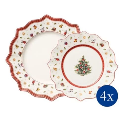 Zestaw świątecznych talerzy dla 4 osób Toy's Delight, 8 el, Villeroy & Boch