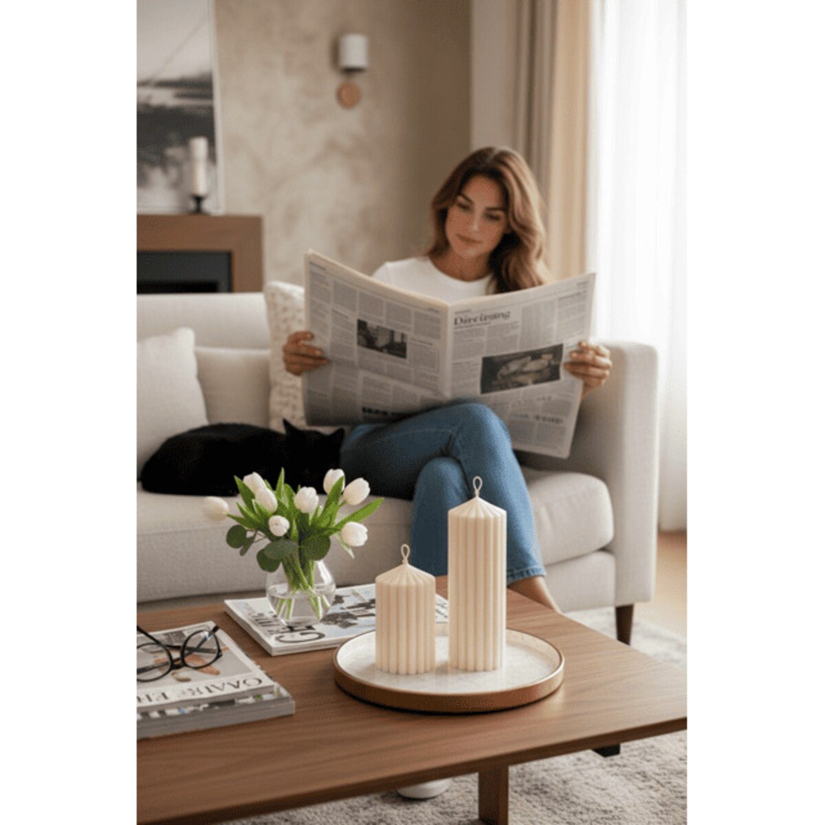 Zestaw świec sojowych Pillarr – ręcznie wykonane świece o nowoczesnym, geometrycznym designie