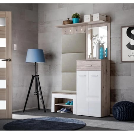 Garderoba do przedpokoju GUSTAVO VII dąb wellington/biała połysk