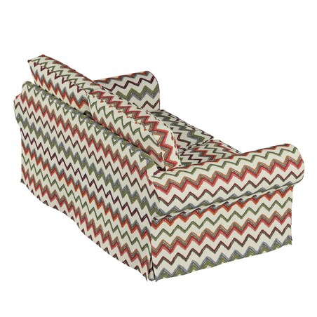 Pokrowiec na sofę Ektorp 2-osobową, nierozkładaną, czerwono-zielone zygzaki na kremowym tle, 173 x 83 x 73 cm, Cosy Home