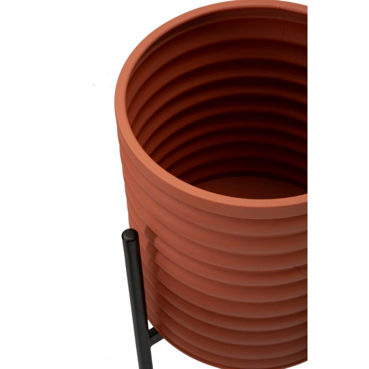 Zestaw 3 kwietników Milly, kolor ceglasty i czarny, żelazo, wysokości 56,5, 48,5 i 37,5 cm, styl nowoczesny, na rośliny doniczkowe, Mauro Ferretti