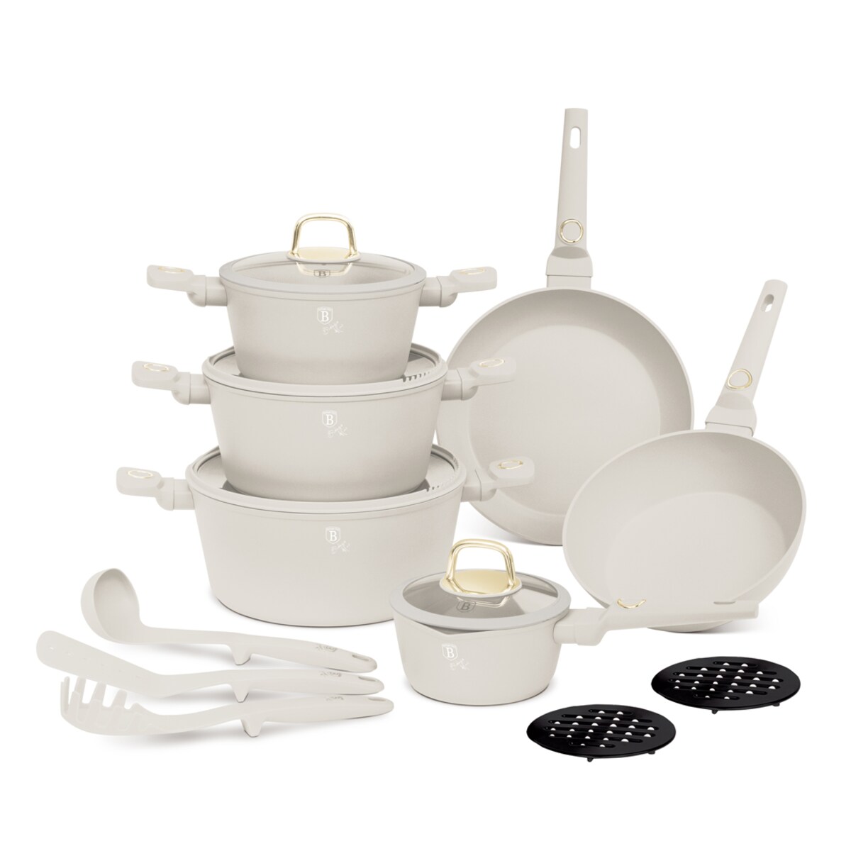 Zestaw 15 el. garnki, patelnie, akcesoria BerlingerHaus Sahara BH-8081