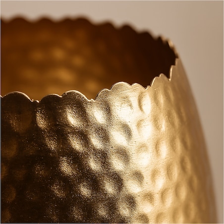 Wazon Metalowy Zdobiony Dekoracyjny 18X29 Cm Waza Ozdobna Na Kwiaty Złoty